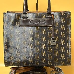 Dooney & Bourke Brown Logo-Print Tote Bag Approx 12 x 9.5 x 4.5
